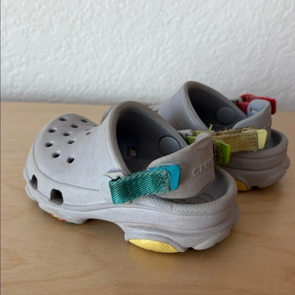 CROCS Light Gray Clog Sandals with Colorblock straps